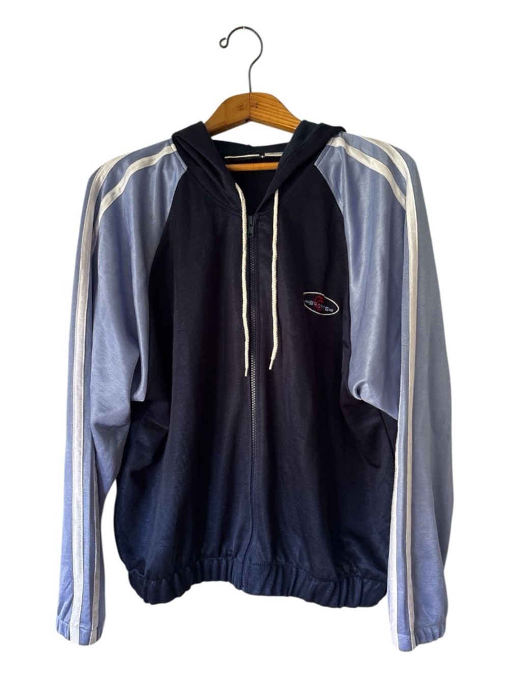 Vintage Y2K Navy and Light Blue Zip-Up Hoodie